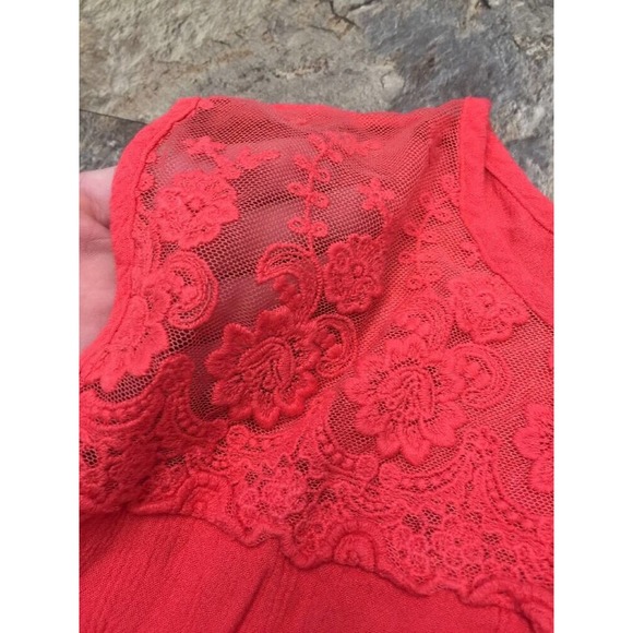 Orange Loose Oversize Tank Top Blouse Lace Top HIP Happening in the Present Sz S - Picture 4 of 6